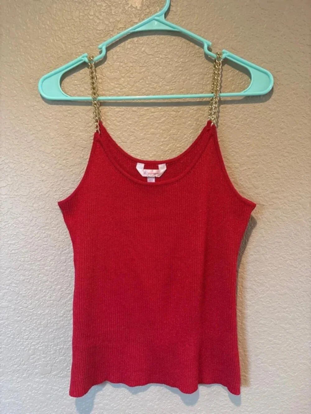Set of 2 Matching Glitter Tanks with Chain Straps (Red/Gold and Silver/Silver)